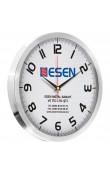 Logo baskılı sarı bristol kadranlı 30 cm paslanmaz metal duvar saati